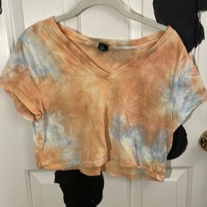 Peach and blue crop top